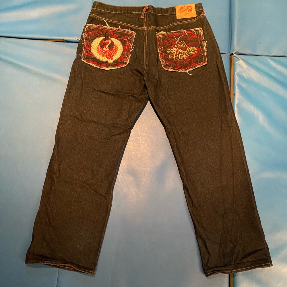 Vintage Japanese-Inspired Denim with Embroidered Pockets custom made in Toronto